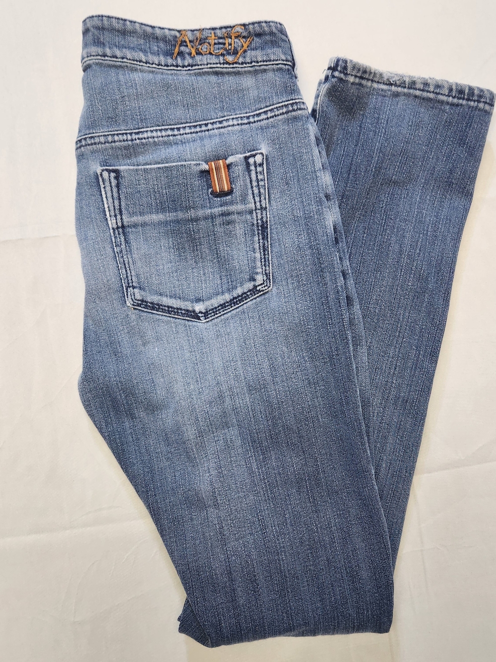 Notify Nobilis Jeans Mens Distressed 32x33 Blue Straight Denim Pants Made Italy